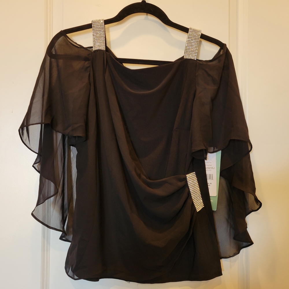 Elegant Black Chiffon Women's Top